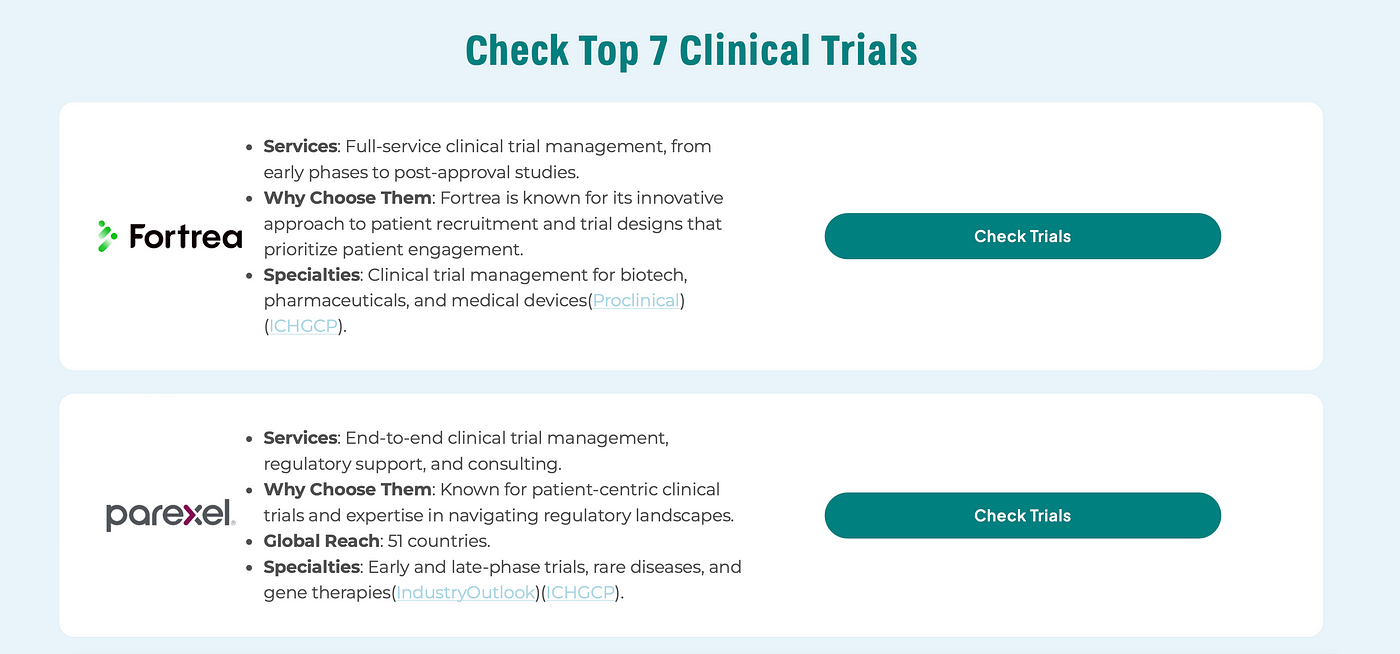Check my trials page to easily find the right trial provider